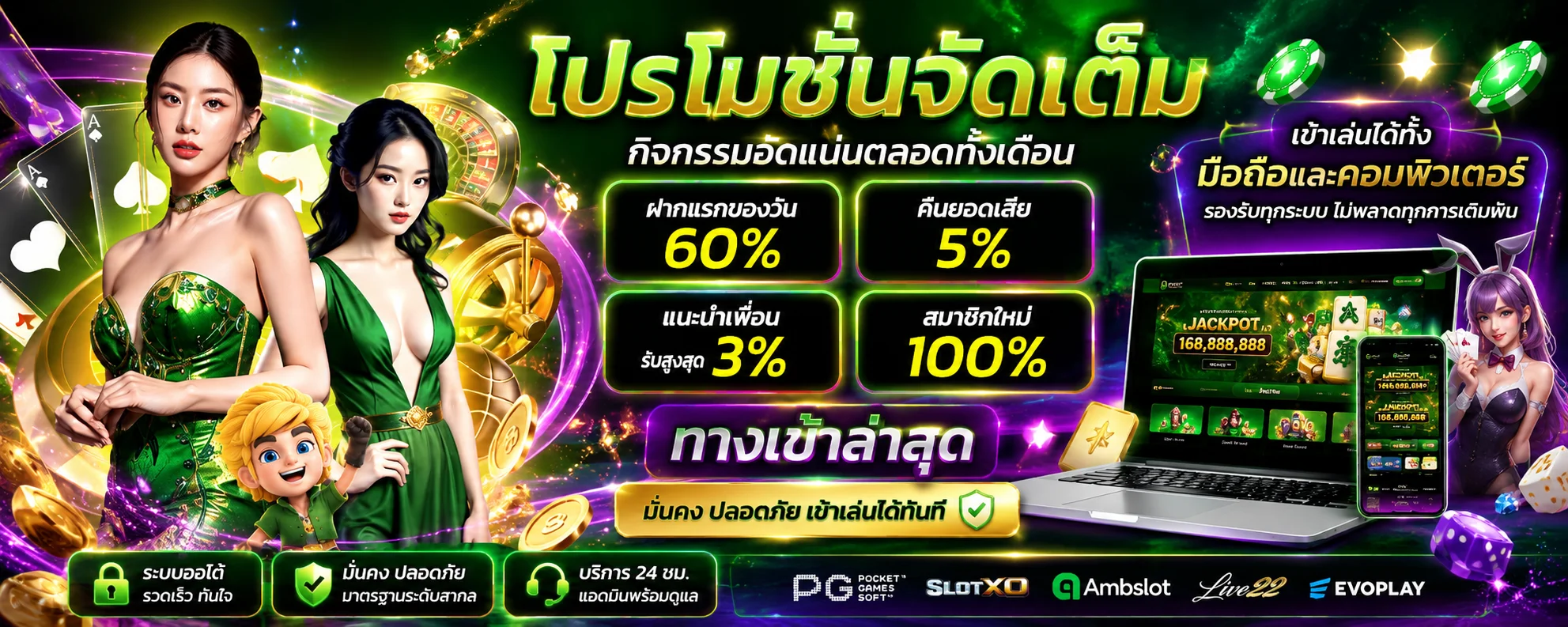 โปรฝากแรกรับโบนัส 100% จาก ROLX789