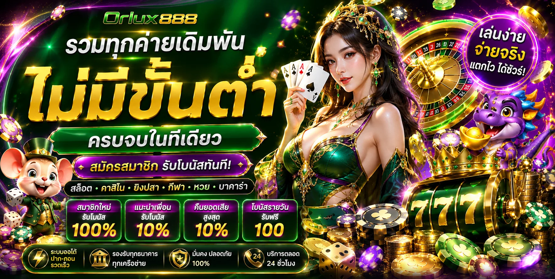 รวมค่ายสล็อต ROLX789 แตกง่ายจ่ายจริงทุกค่าย